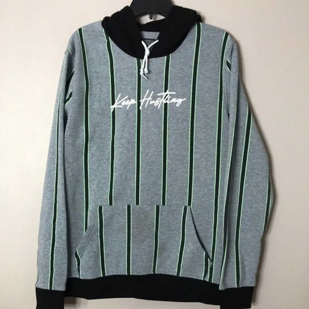Brooklyn cloth keep hustling striped pullover hoodie sweatshirt size large